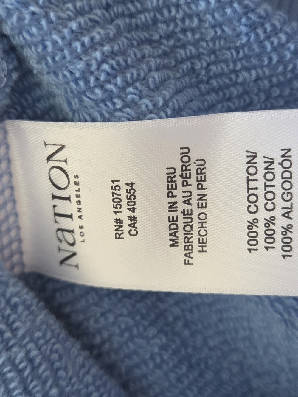 Nations LA Sleeveless Blue Knit Sweatshirt with SNAP Shoulder 158 RETAIL CURRENT - Picture 5 of 7